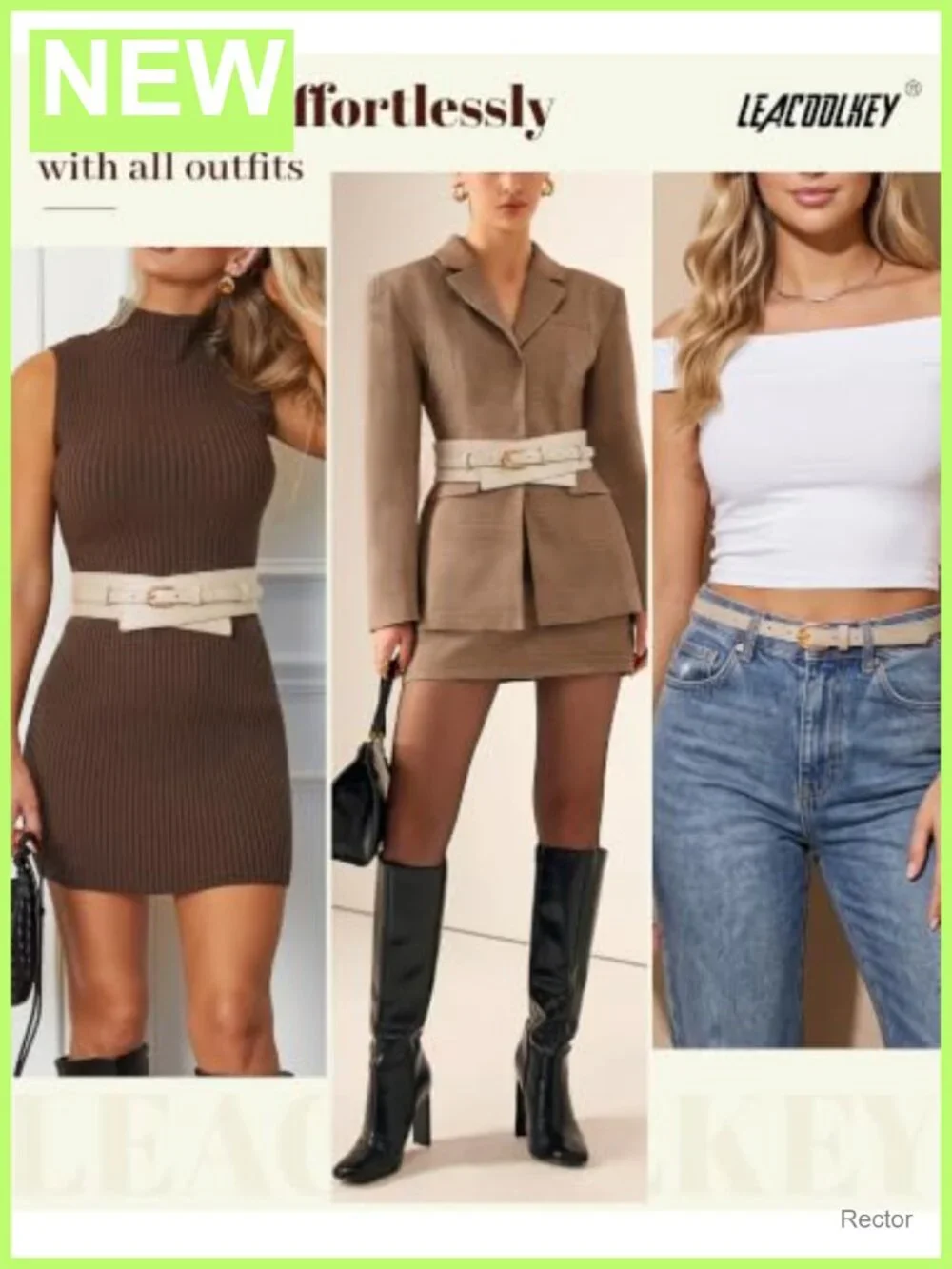 Women's 2-in-1 Wide Faux Leather Belt with Gold Buckle - Versatile Waist Belt